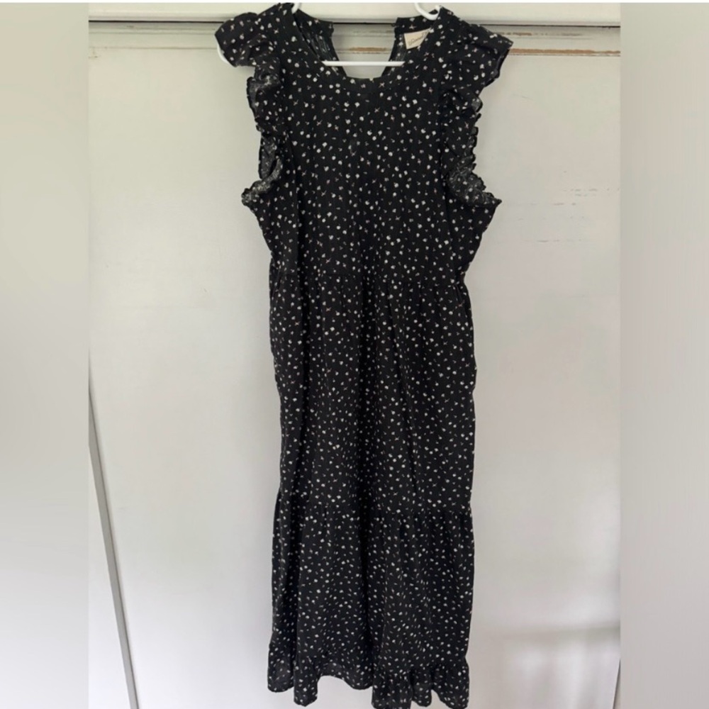 Universal Thread 100 Cotton Black Dirsy Floral Maxi Dress with Pockets
